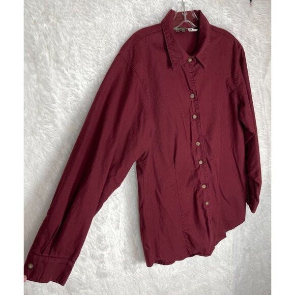 Vintage Willowbend Medium Long Sleeve Maroon Button Down Shirt - Picture 3 of 6